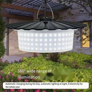 [Hot Item] Motion Sensor Solar Dimmable Dust Proof LED Ceiling Pendant Light with Timer