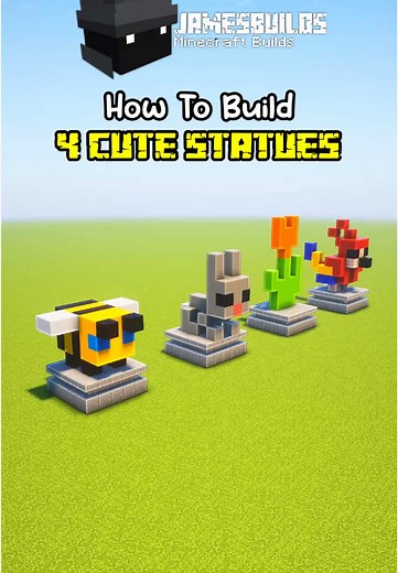Minecraft 4 Cute Statues Tutorial Guide