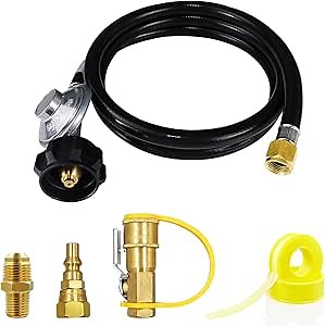 Sprance Propane Hose Propane Regulator with Propane Quick Connect Fittings, Gas Grill Regulator with Hose, Upgrade Standard 3/8" Interface to Fast Connection, Very Suitable for Grills