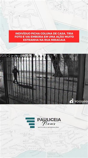 PAULICÉIA NEWS • Informativo da Pauliceia e região on Instagram: "Atenção, moradores da Paulicéia.🚨 Na madrugada de 14/01, na Rua Miragaia, um indivíduo realizou uma ação no mínimo estranha e suspeita: pichou a coluna de uma residência, tirou uma foto do local e foi embora logo em seguida. Tudo foi registrado por câmera de monitoramento. O caso deixou o morador e toda a vizinhança em alerta. 👉 Alguém sabe dizer o que pode ter sido isso? 👉 Já viu algo parecido na região? Fica o alerta, mais um