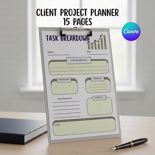 Client Project Planner Printable | Project Management Planner 15 Pages | Clean Workflow, Task & Client Tracker - Etsy