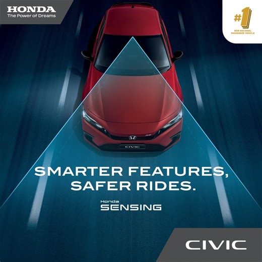 1.2M views · 373 reactions | Drive smarter and safer with the Civic’s Honda SENSING. Now with 9 advanced safety features to provide the peace of mind that you deserve. Learn more at https://www.honda.com.my/model/civic | Honda Malaysia | Facebook