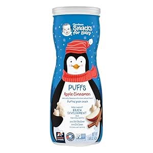 Gerber Baby Snacks, Grain & Grow Puffs, Apple Cinnamon, 1.48 Oz ​- 6 Pack
