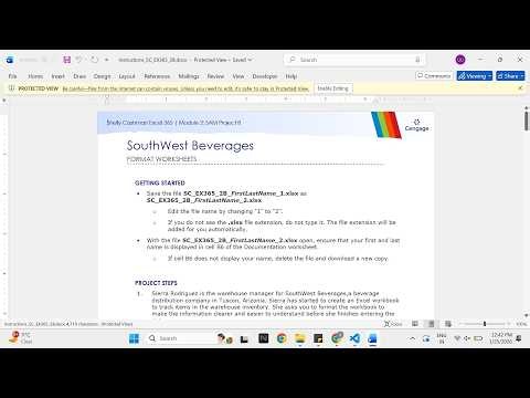 Shelly Cashman Excel 365 | Module 2: SAM Project B SouthWest Beverages