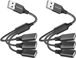 MOGOOD Type A Splitter 1 Male to 3 Female USB 2.0 Adapter Type a Power Spliter USB Extension Cord USB 3 Way Split Hub for Charging/Data Transfer/Laptop/Mac