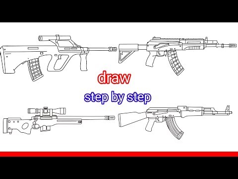 How I Drew Steyr AUG / L96 (AWP) / AK-47 / AK-74 — Line Art