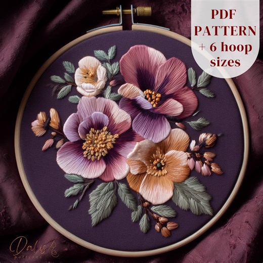 February Birth Flower Violet Embroidery Pattern | Detailed Floral Design, Advanced Level - Etsy