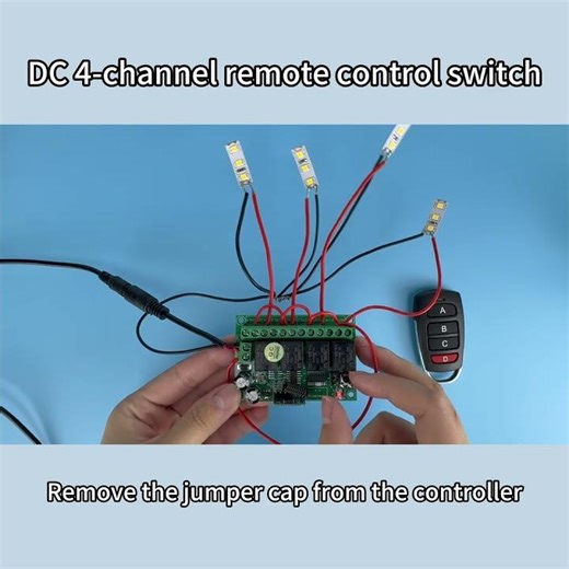 DC 4 channel remote control switch, RF remote control and receiver #rf #led #electric