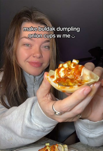 Make Buldak Dumpling Onion Cups in a Flash