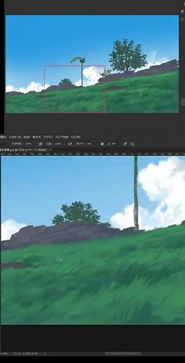 爽快なほど一瞬で完成していく草原風景イラスト #Shorts