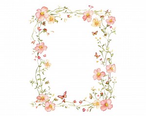 Wildflower Butterfly Frame: Watercolor Clipart Border (PNG Digital Download) - Etsy