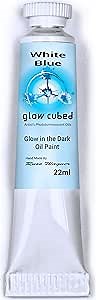 Glow Cubed Glow in The Dark Artist Professional Oil Paint Luminescent Phosphorescent Self-Luminous Paint (White Blue, 22 ml)