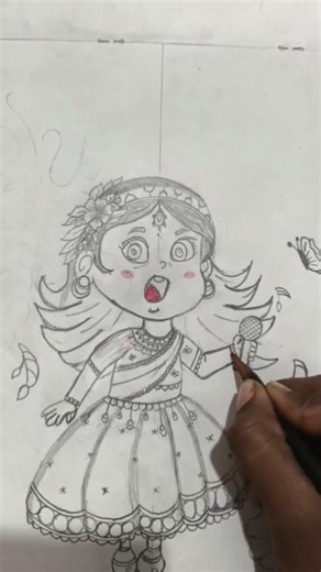 girl sing a song 🎶 🤩 easy simple #drawing pencil ✏️ art