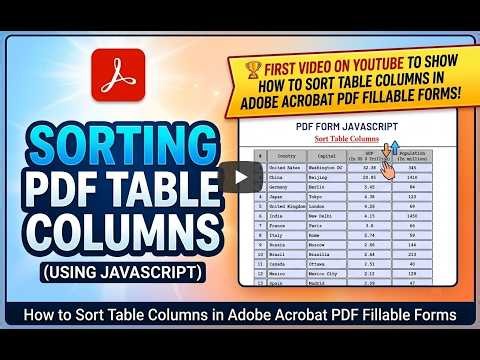 Adobe Acrobat PDF Form JavaScript - Sort Table Columns | How to Sort PDF Table Columns in using JS