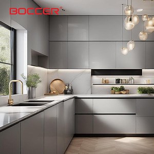 [Hot Item] Silver Antibacterial Coated Quick-Assembly Design Kitchen with Concealed Task Lighting