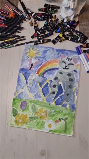 Cat and Rainbow - How to Draw