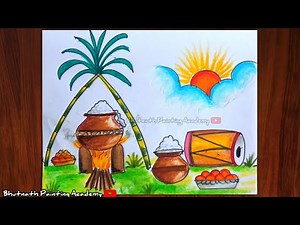 Pongal festival drawing for competition
