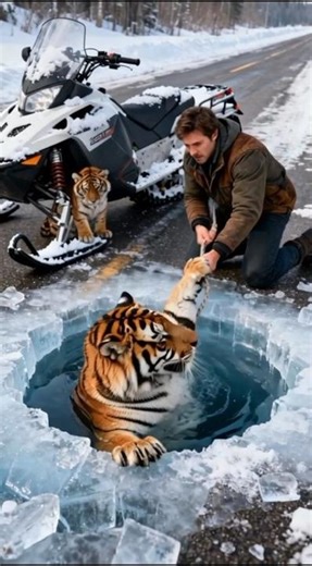 A Baby Tiger Saved It's Mum From Drowning #cat #shorts