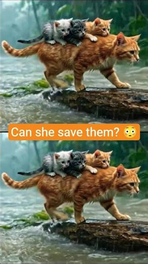 can she save them? 😳 #cat #river #story
