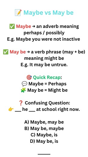 Stop Saying This Wrong ❌ Maybe vs May Be #Shorts #grammartips