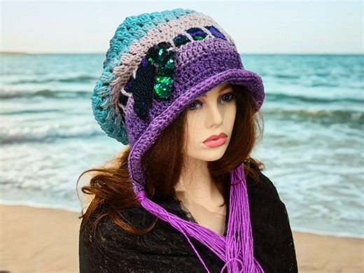 Colorful Bonnet Hood, Rustic Witchy Boho Mermaid Fae Beanie, Victorian Fairy Hat, Funky Slouchy Style, Winter Festival Cosplay Hoodie Hat - Etsy