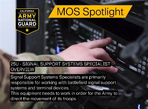 MOS Spotlight ⚡️25U Signal Support Sustems Specialist SWIPE to learn about the job Fill out the link in our bio to receive more information  | California Army National Guard Recruiting | Facebook