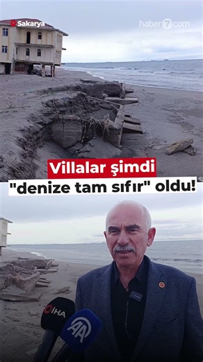 Karadeniz 100 metre çekildi, Sakarya'da villalar yıkılma noktasına geldi