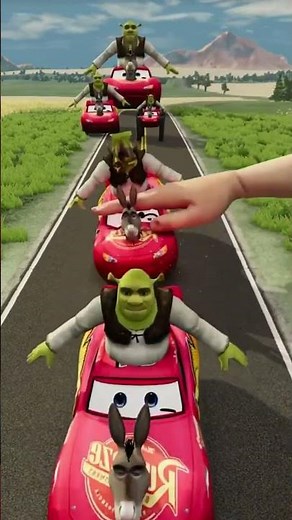 🚗 Shrek’s Crazy Car Parade! 😂 | Shrek x Lightning McQueen Mashup