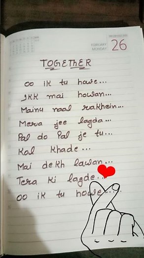 together lyrics #shorts # handwritten lyrics