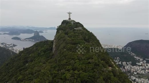 Aerial view of Christ the Redeemer in the city of Rio de Janeiro, Brazil.