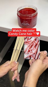 Candy cane hair using our Fiery Red Color Pigment Refresher mask on blonde hair ❤️ This semi-permanent color can last up to 20 washes! #pallure #colormask #coloringhair | Pallure