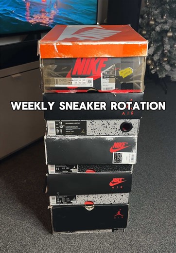 This weeks sneaker rotation, nothing beats OG colourways 🔥 What pair are you rocking with this week? Let me know! ⬇️⬇️⬇️ 1. Jordan 4 Retro Bred (2019) 2. Jordan 1 Retro High OG Chicago Lost and Found 3. Jordan 3 Retro White Cement Reimagined 4. Jordan 6 Retro Black Infrared (2019) 5. Jordan 4 Retro White Cement (2025) #sneakers #sneakerhead #sneakeraddict #shoerotation #sneakercollection