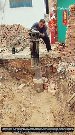 Operating a jumping jack compactor to climb out of a trench