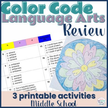 Fun ELA Review Activities | Color Code ELA Skills Practice | Middle School
