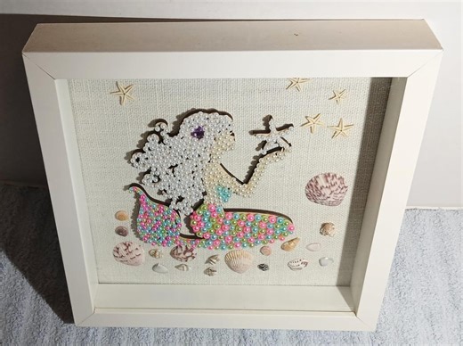 Mermaid Framed Wall Art Shadow Box Ocean Beach Shell Decor 10" X 10" Picture - Etsy