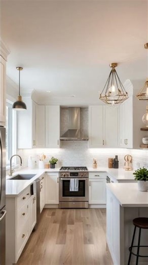 Luxury White Kitchen Design with Marble Island | Modern Dream Kitchen 🤍