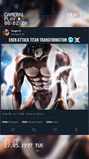 Eren attack titan transformation 🥶☠️