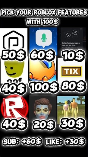 Choose your Roblox features with 100$ #roblox #shorts
