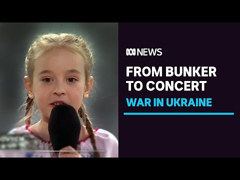 'Let it Go' girl who sang in a Kyiv bomb shelter sings national anthem to packed arena | ABC News