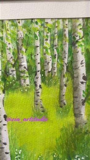 Birch Trees Landscape in Watercolor. #art #watercolor #painting #birch trees