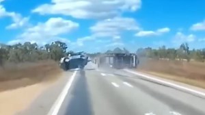 Caravan being towed by 4WD rolls over on Bruce Highway