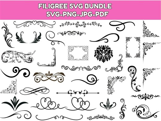 Filigree Swirl SVG Bundle, Decorative Borders (digital Download - Etsy