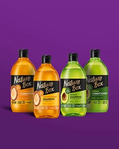 Time for a natural glow-up! 🍃✨ Our products just got a new look that's as natural as the ingredients inside - 100% natural origin of total and bursting with natural fragrances that will make you feel like you're one with nature! 🥑 🥜 💚 #NaturalGlowUp #NewLook #NaturallyBeautifulHair #Naturally #NaturallyWithNatureBox! #NatureBoxHairvolution | Nature Box