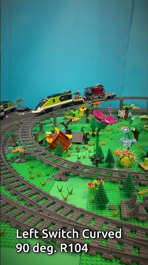New release! Right and Left Curved Switches 90 deg. R104 with Ballast Plate ✨ #lego #legomoc