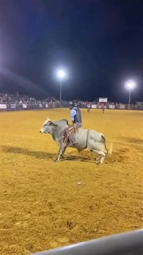 Light gray bull explodes straight up under the lights… unreal hang-time… then the snap forward sends him flying… shared to us by @stadiumshock12 🎥 This video may have been altered or created by AI #BullRiding #Rodeo #NightRodeo #ProRodeo #HangTime #RodeoLife #BullLaunch #EightSeconds #RodeoNation #RawFootage | Outdoors Uncut