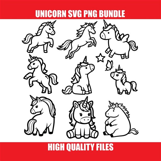 Unicorn SVG PNG Bundle 9 Files Cute Unicorn Clipart Cricut Cut Files Silhouette Design Magical Kids Birthday Shirt SVG Instant Download - Etsy