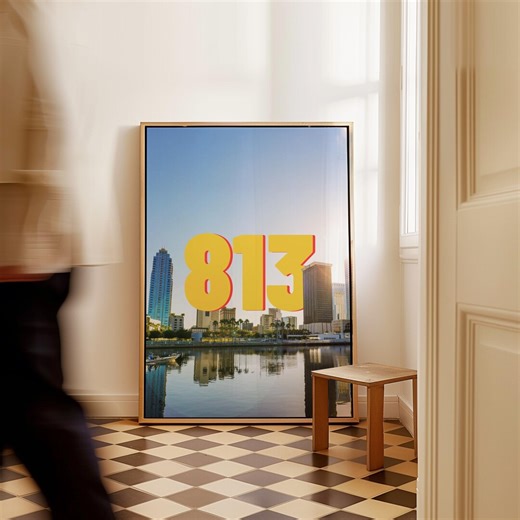 Tampa 813 Area Code Poster Photography Print - Bold Retro Typography - Etsy