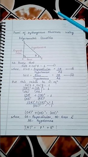 Proof of Pythagoras Theorem Using Trigonometry