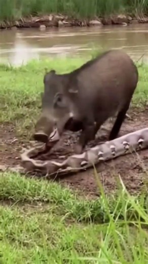 Wild Boar vs Python – Raw Survival Battle on Riverbank
