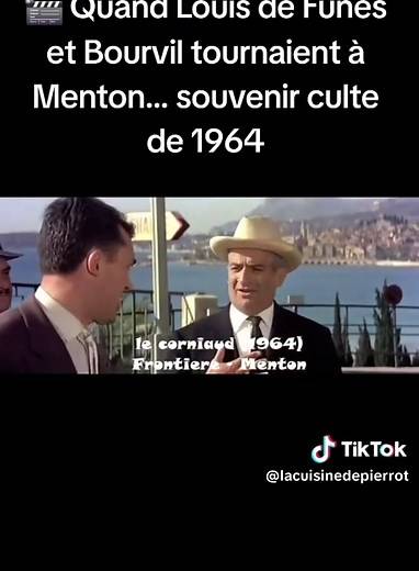 🎬 Quand Louis de Funès et Bourvil tournaient à Menton… souvenir culte de 1964 En 1964, le film mythique Le Corniaud pose ses caméras à la frontière de Menton, offrant à la Côte d’Azur une place dans l’une des comédies les plus cultes du cinéma français. Avec l’inoubliable duo Louis de Funès et Bourvil, ces scènes mêlent humour, aventure et paysages méditerranéens devenus légendaires. Un voyage dans le temps entre cinéma et patrimoine, où Menton devient décor de rire et de nostalgie… 🎥✨ #Menton